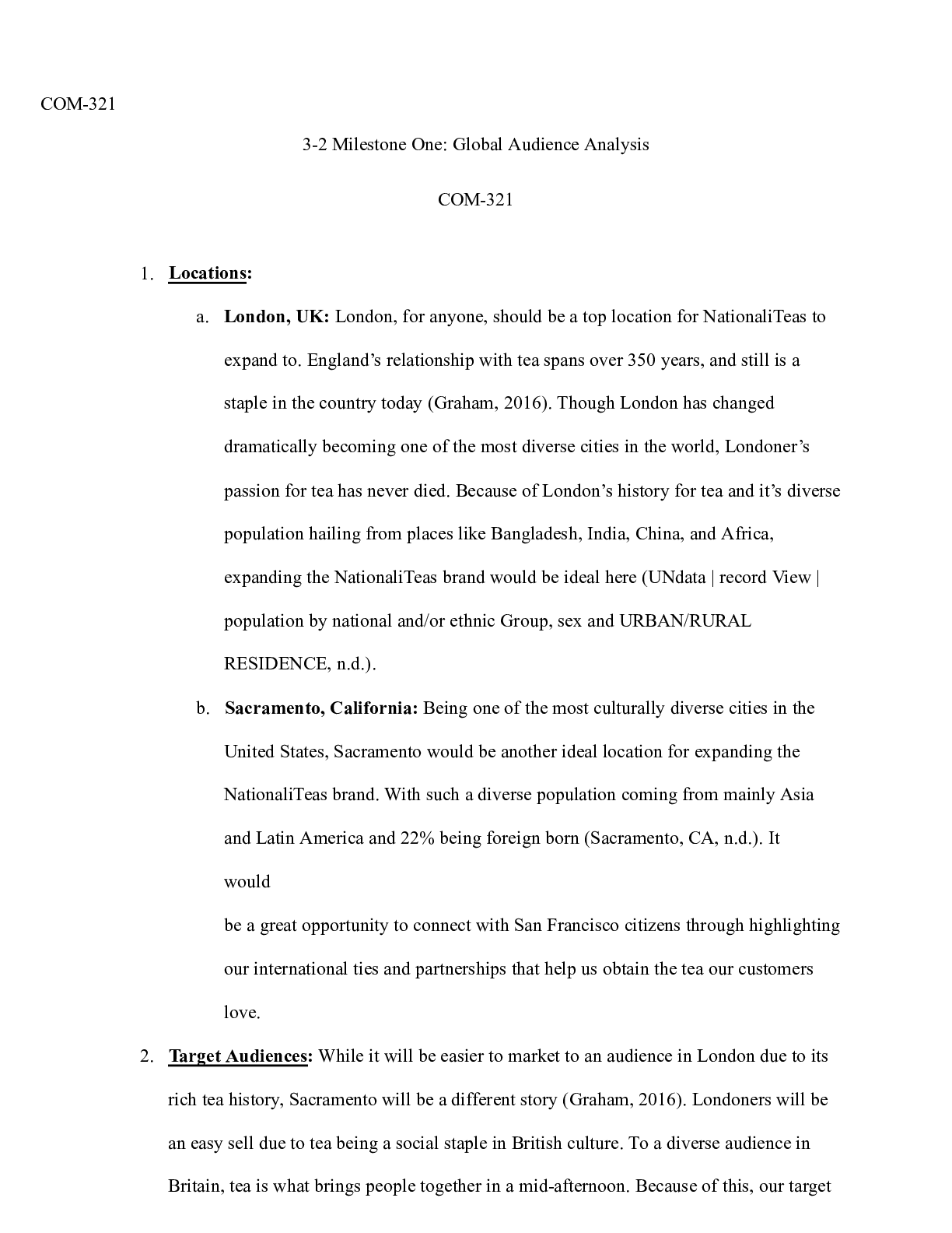 Preview image for 3 2 Milestone One Global Audience Analysis.docx    COM-321  3-2 Milestone One: Global Audi